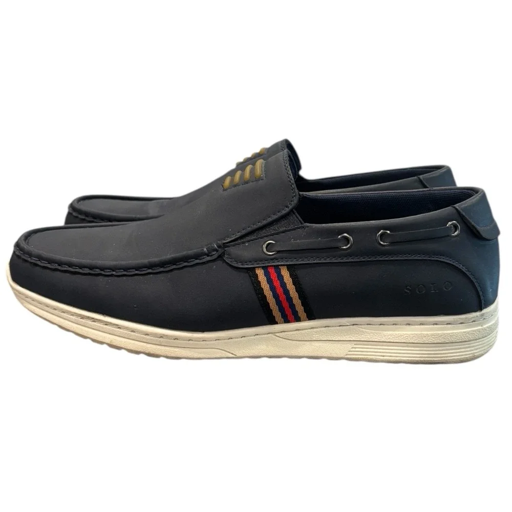 Napolean Men's Faux Leather Slip-On Boat Shoes Size 12 | Casual‎ Loafers Blue